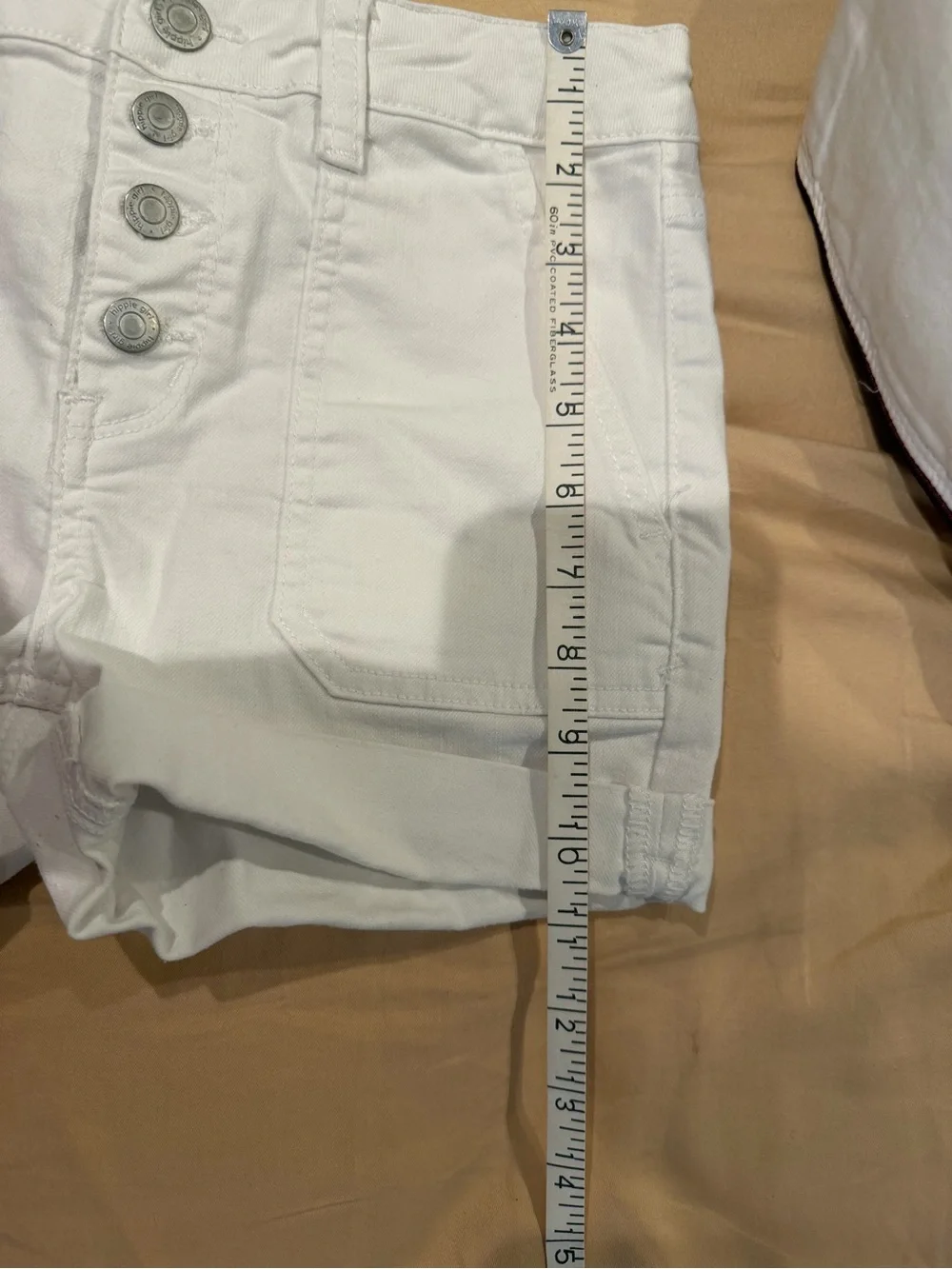 High-Rise White Button-Front Girls Shorts, Sz 12, EUC.